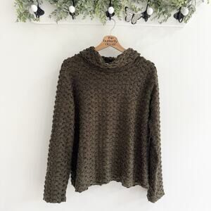 Cut Loose Women’s Cowl Neck Pullover Textured Sweater Green Size Large C9021